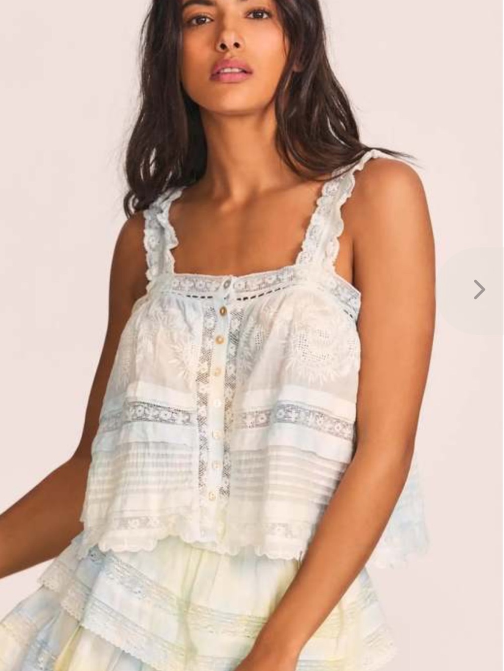 New Love Shack Fancy sully top in lily pond Lace-Trim Sleeveless Camisole
